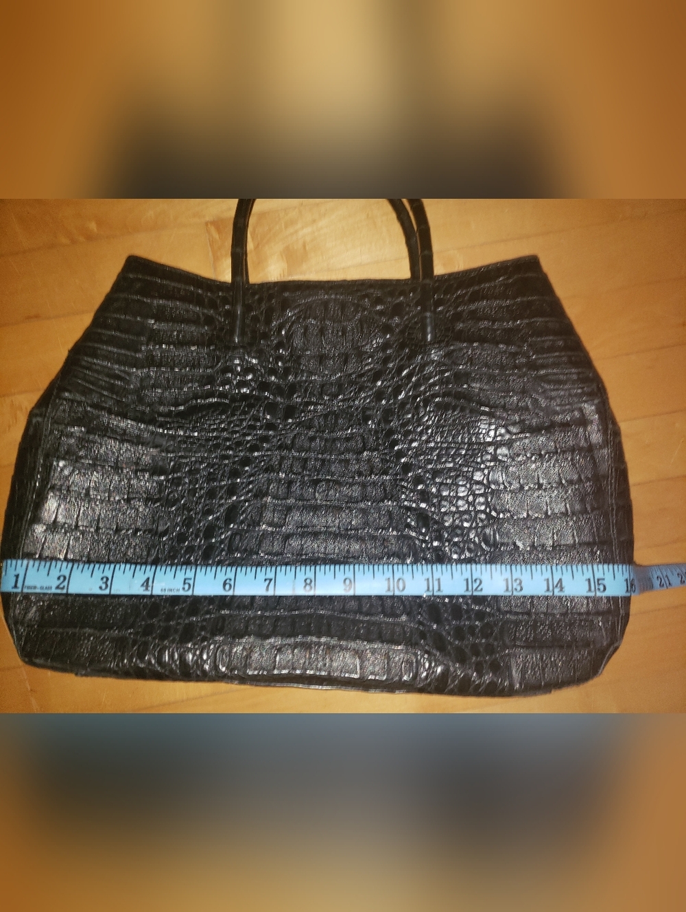 Genuine Caiman Crocodile Skin Large Black Tote Cream Suede Lining Handbag - Picture 14 of 16